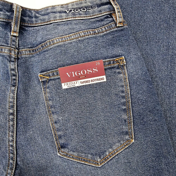 Vigoss Friday Women's High Rise Tapered Boyfriend Medium Wash Jeans Size 26 NWT - Picture 6 of 15